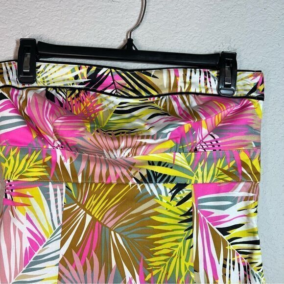 H&M Yellow‎ Pink Strapless Palm Leaf Tropical Cocktail Dress Womens Size 6 - Picture 3 of 9